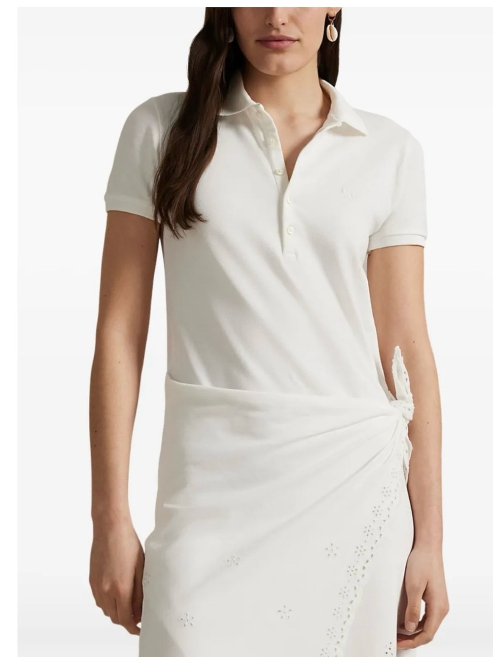 Ralph Lauren Classic White pique eyelet Polo wrap Dress